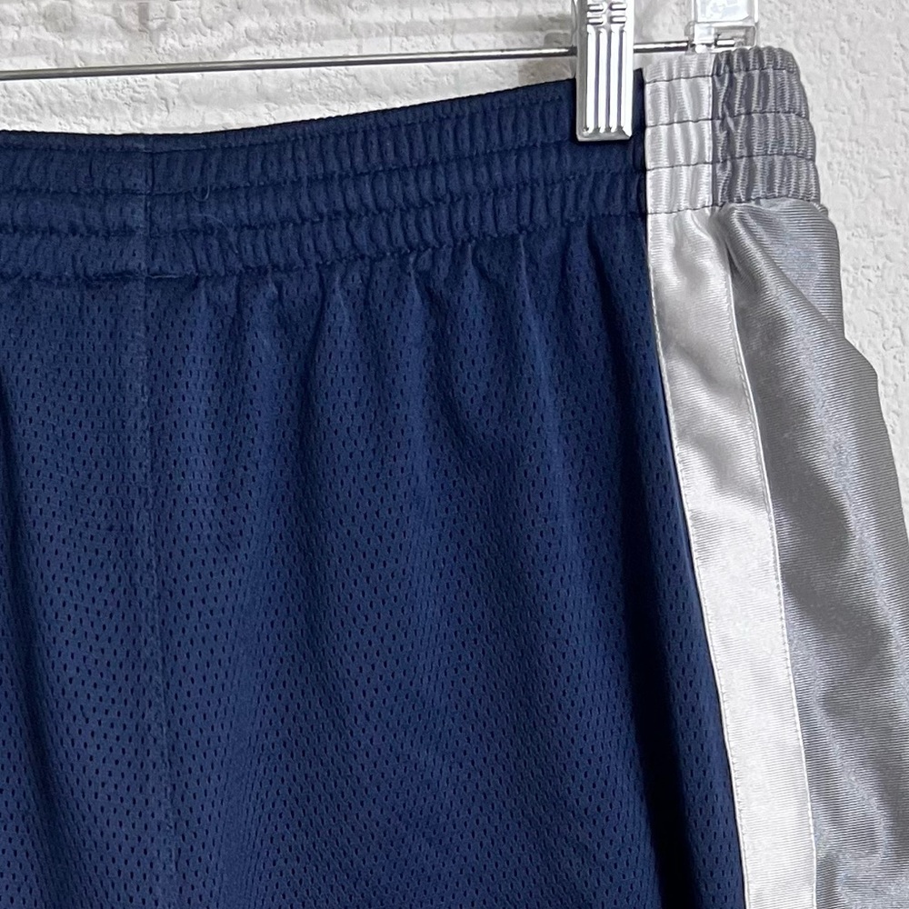 Nike Navy White Silver Side Stripe Lined Basketball Shorts Pockets XL - Picture 8 of 11